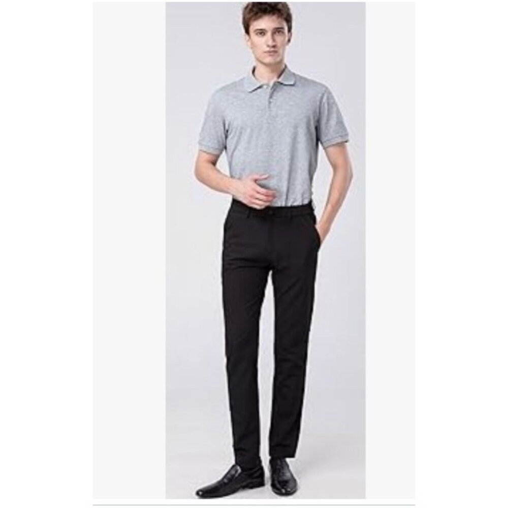 Plaid & Plain Mens Slim Fit Black Dress Pants 29W X 30L Career Work Wedding Date